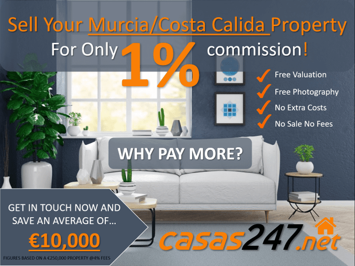 Sell Your Spanish Property for 1% in Murcia Costa Calida